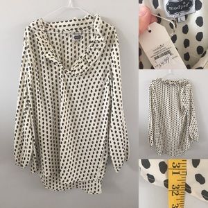Mudpie blouse polka dots cream and black